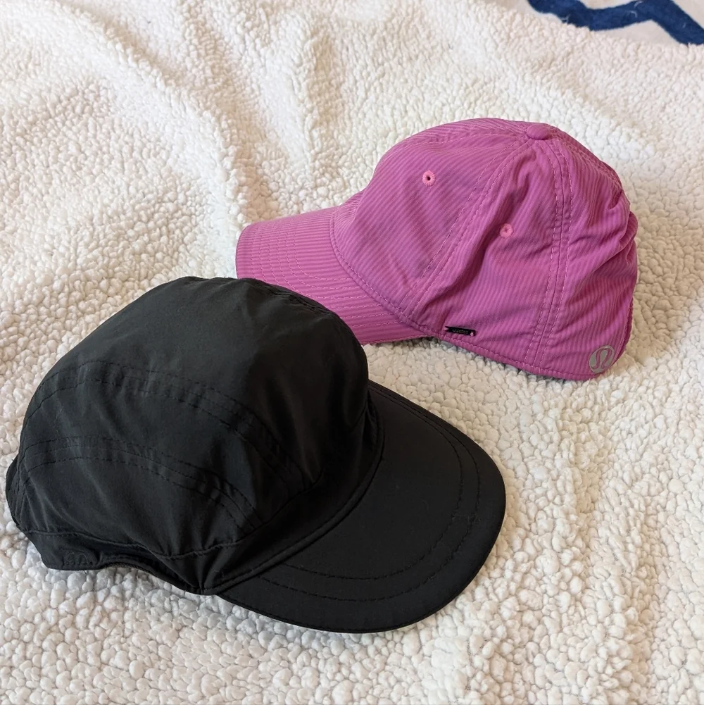 2 Lululemon Running Hats With Pockets - Black and Pink - Picture 2 of 4